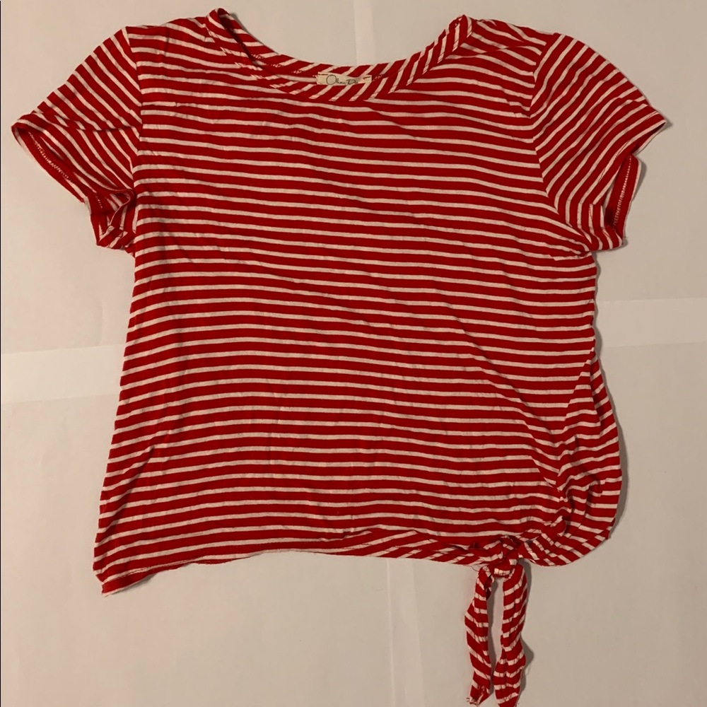 OLIVIA RAE RED AND WHITE STRIPED TEE